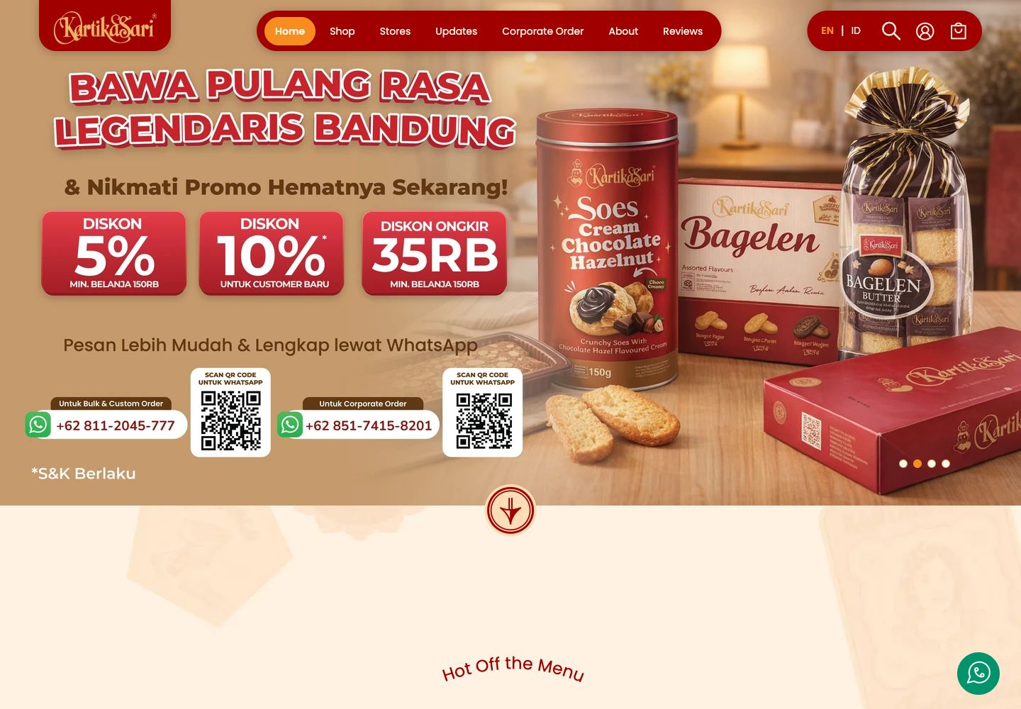Kartika Sari website screenshot background