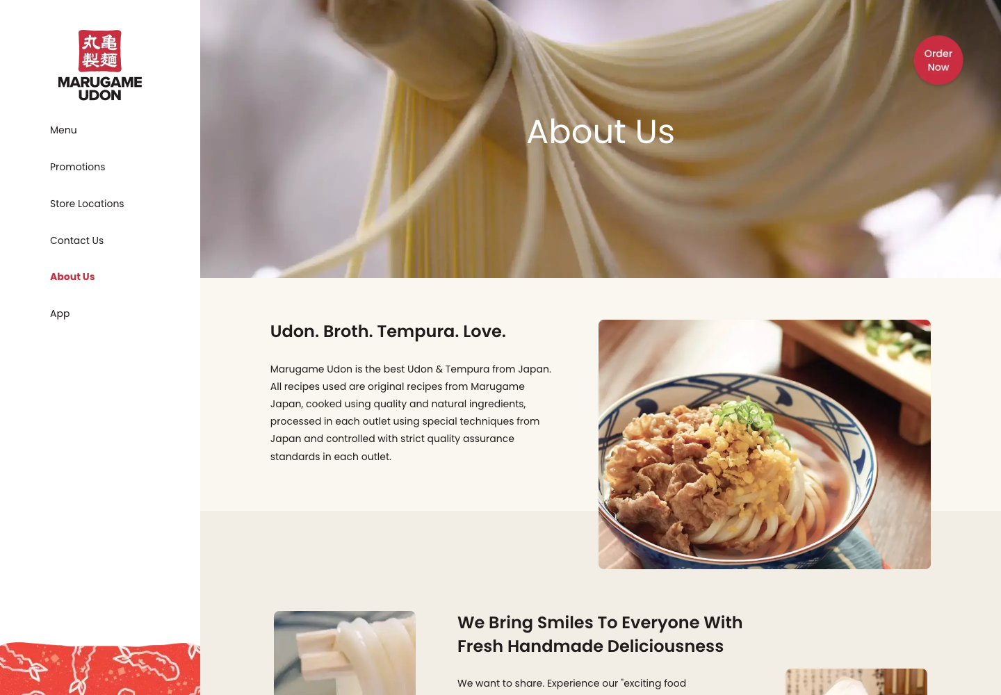 Marugame Udon website screenshot background