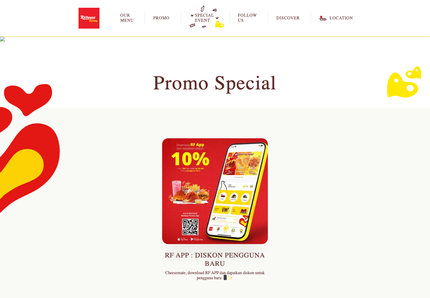 Richeese Factory website screenshot background