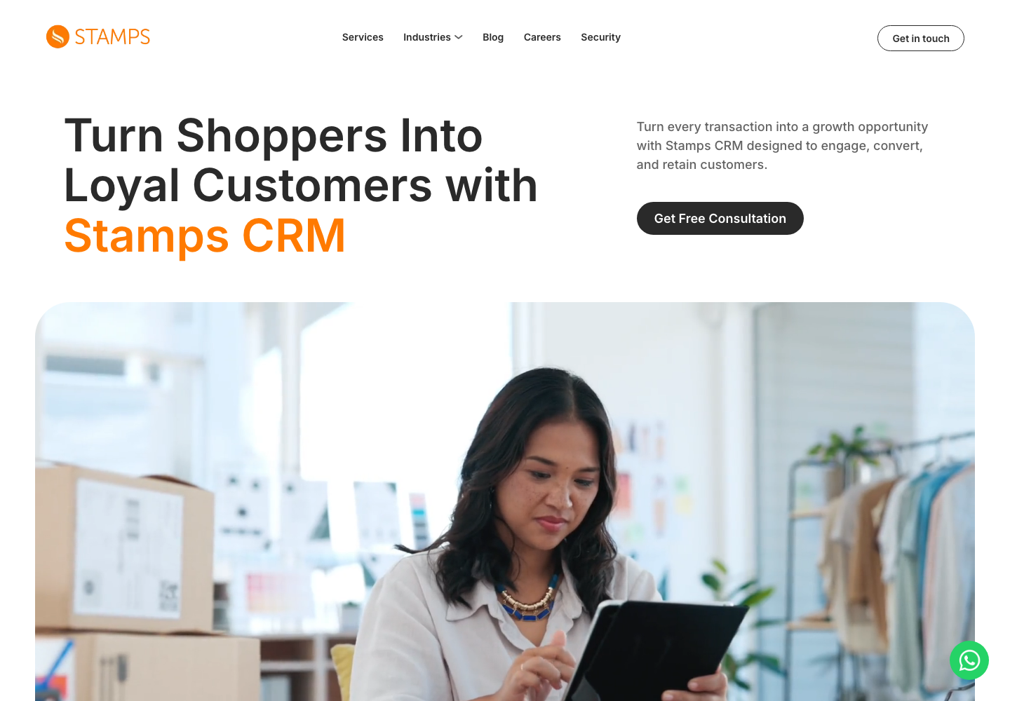 Stamps.id (CRM) website screenshot background